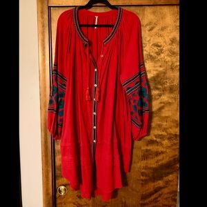 Geometric embroidered free people dress